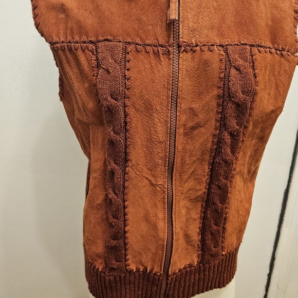 Leather Front Hooded Vest Planet & Company Sz M - Picture 3 of 7